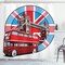 Ambesonne London Shower Curtain, British Flag Metropol City of London Thames River Memorabilia English Bus, Cloth Fabric Bathroom Decor Set with Hooks, 69" W x 70" L, Ruby Blue